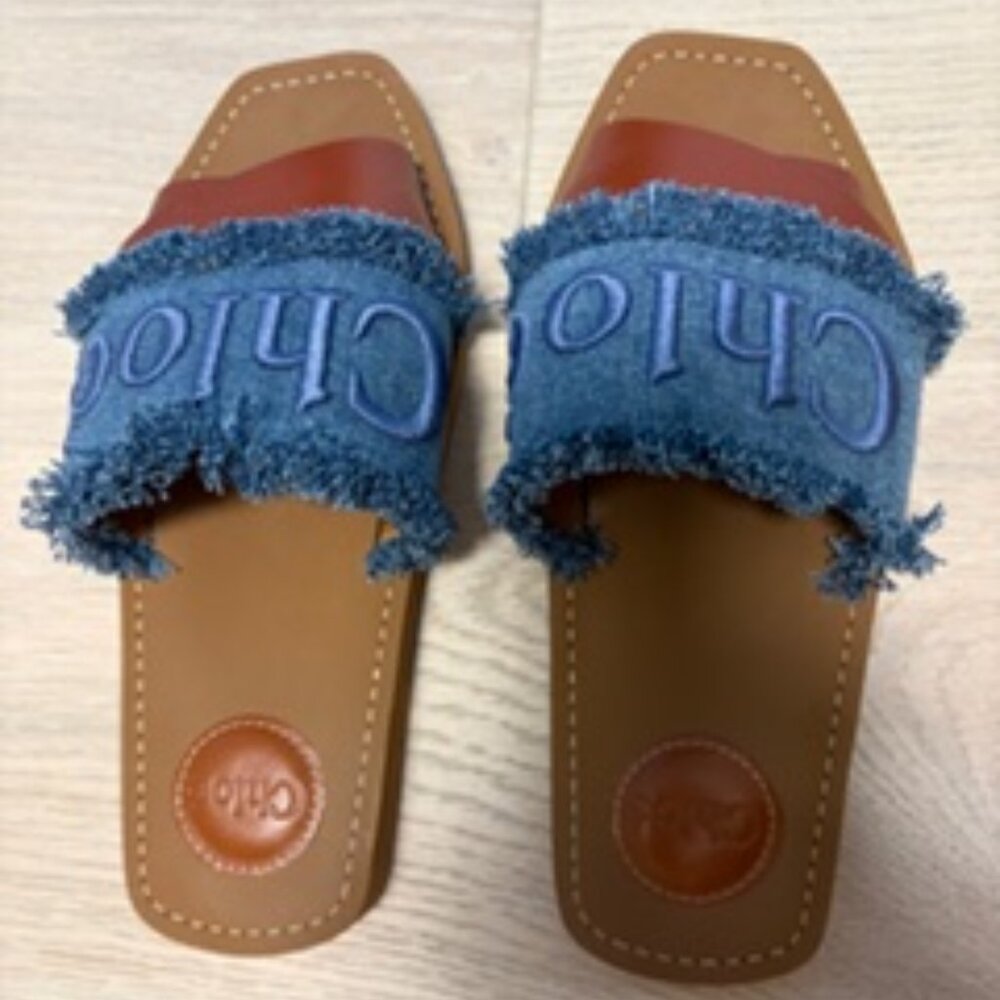 Chloe Denim Logo Sandal